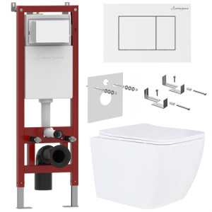Комплект инсталляции Asten Readle Zentralmodul AR0501 с кнопкой и унитазом Roxen Cube Tornado 530135-01, белый глянцевый