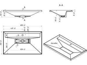 Умывальник Belux Фаворит 850 белый матовый Solid Surface