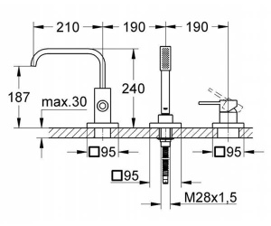 Смеситель на борт ванны Grohe Allure 19316000 (внешняя часть), хром