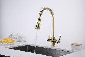 Смеситель для кухонной мойки Paulmark Lange La214212-G с подключением к фильтру воды