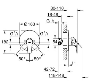 Смеситель встраиваемый Grohe BauFlow 29112000 (1 функция)