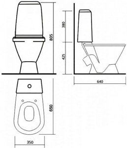 Напольный унитаз Sanita Кама комфорт (с крышкой SoftClose), белый