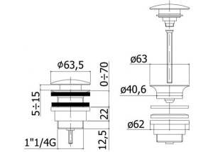 Донный клапан Paffoni Tweet Round ZSCA050HG / ZSCA050HGSP, золото медовое