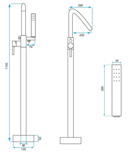 Смеситель для ванны Rea Aras chrom REA-B2718 напольный