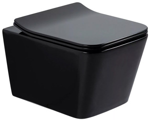 Подвесной унитаз Gid Tr2144BL / Tr2144Bm с сиденьем Soft Close, черный глянцевый