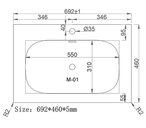 Умывальник Oliveeka M115B70 / M115B100, 69х46, темно-коричневый