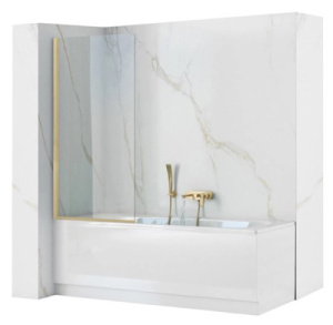 Душевая шторка на ванну Rea Elegant MATT Gold REA-W6600 / REA-W6601 c матовым профилем, 70х140, прозрачный