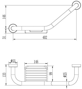 Поручень Ledeme L1719 с мыльницей