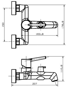 Смеситель для ванны Vieir V103532-G