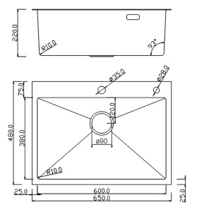 Кухонная мойка Roxen Simple 560220-65B PVD (оружейная сталь) с коландером и дозатором, 65х48, оружейная сталь