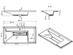 Умывальник Belux Фаворит 1000-01 белый матовый Solid Surface