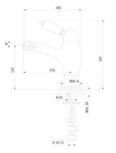 Смеситель для биде Caprigo Adria-uno 02-533-CRM / 02-533-VOT, хром