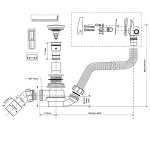 Сифон для ванны McAlpine HCN2600CC-15MM-WH Click Clack