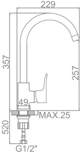 Смеситель для кухонной мойки Ledeme L4134-2