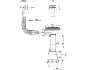Сифон Ани Грот 3 1/2"*40 с переливом мойки А0145S (Россия)