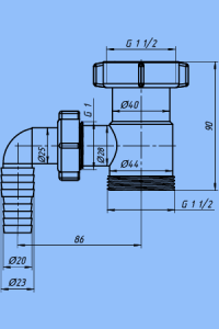 Отвод стиральной машины 1 1/2"*1 1/2" М110 (Россия)
