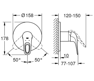 Смеситель встраиваемый Grohe Eurostyle Solid 24048003 (1 функция), хром