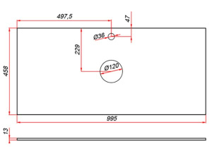 Столешница ЗОВ компакт-плита 13 Галифакс CKP13H995458C2 (2 выреза)