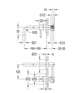 Смеситель встраиваемый Omnires Y1215H BL / Y1215HBLGL (1 функция), черный