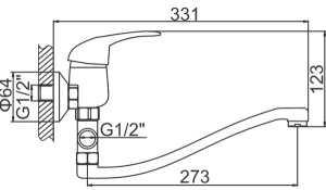 Смеситель для ванны Ledeme H02-B L2102-B