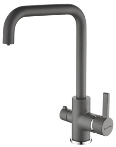 Смеситель для кухонной мойки Paulmark Logas Lo213021-401TB(AN) / Lo213021-402 / Lo213021-310 с подключением к фильтру воды, серый металлик