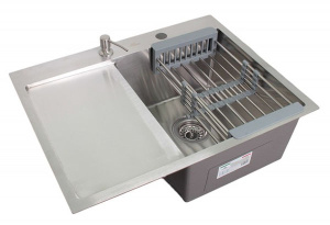 Кухонная мойка Wisent WS-37851-R-114 / WS-37851-L-114 с коландером и дозатором, 78х51 L, сатин