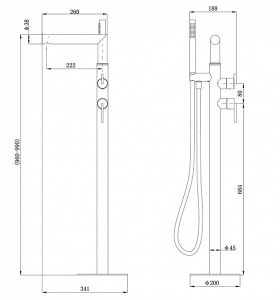 Смеситель для ванны Abber Perfekte 316 AF8A15BST напольный