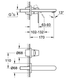Смеситель встраиваемый Grohe Eurosmart Cosmopolitan 19381000, хром