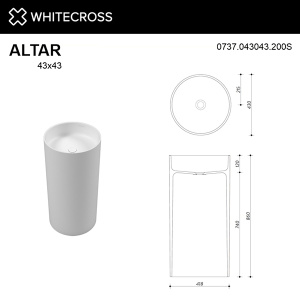 Умывальник Whitecross Altar белый матовый Solid Surface