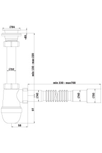 Сифон Ани  1 1/4"*40 с отв с/м с г/тр 40х40/50 С1315 (Россия)