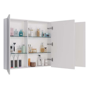 Шкаф-зеркало Lemark Universal 90 / 100 / 120, 90х79, белый глянец