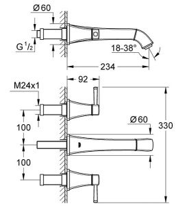 Смеситель встраиваемый Grohe Grandera 20415IG0, хром, золото