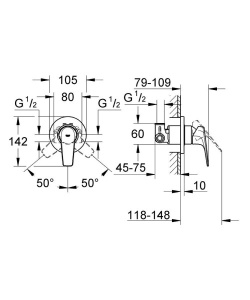Смеситель встраиваемый Grohe BauFlow 29046000 с гигиеническим душем Tempesta-F Trigger Spray 30 27512001