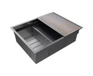 Кухонная мойка Paulmark Next-Multi Sink 58 Uni PM785845-GM с коландером, ролл-матом и разделочной доской