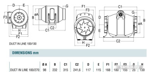 Вытяжной вентилятор CATA Duct In-Line 100/270 T фото 1