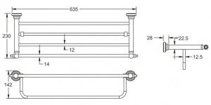 Полка для полотенец с держателем Rose RG1108Q