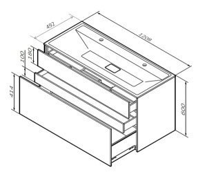 Тумба под умывальник AM.PM Inspire V2.0 M50AFHX1203GM подвесная графит матовый, 120, графит матовый