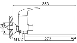 Смеситель для ванны Ledeme H02-B L2202-B