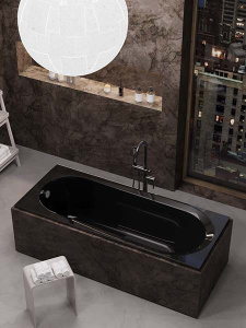 Акриловая ванна Alba Spa Baline черный глянец / черный матовый, 170х70, черный глянцевый