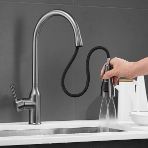 Смеситель для кухонной мойки Shevanik S163T с выдвижным изливом