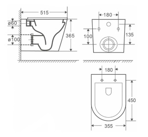 Подвесной унитаз WeltWasser Salzbach 043 GL-BL / 043 MT-BL, черный