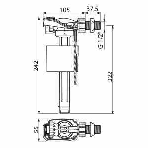 Впускной механизм AlcaPlast с боковой подводкой для керамических бачков A150-1/2"-BL-01