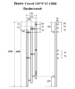 Полотенцесушитель Маргроид Ferrum Inaro 3 Cascade СНШ профильный электрический (таймер) графит, 120х12 3 секции 6 крючков, графит
