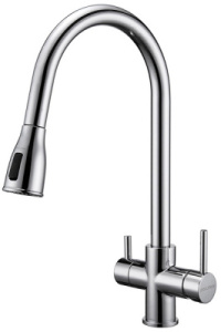Смеситель для кухонной мойки Paulmark Lange La214212-NI(BS) / La214212-CR с подключением к фильтру воды, хром