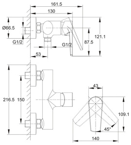 Смеситель для душа Cersanit Moduo 64099