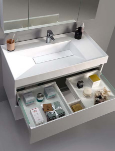 Умывальник Belux Триумф 850-01 / 850-02 / 1000-01 / 1000-02 / 1200-01 / 1200-02 Solid Surface, 100х50 чаша слева