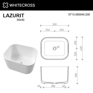 Умывальник Whitecross Lazurit RAL матовый Solid Surface