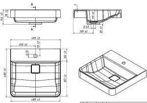 Умывальник Belux Бланес Лайт 500 белый матовый Solid Surface