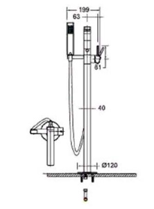 Смеситель для ванны Bravat ARC F66061K-B3-ENG напольный, черный