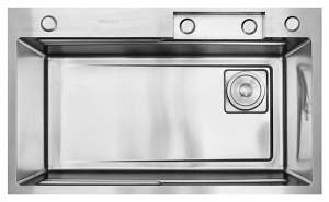 Кухонная мойка Gerhans K37545 со смесителем, ринзером, коландером и разделочной доской